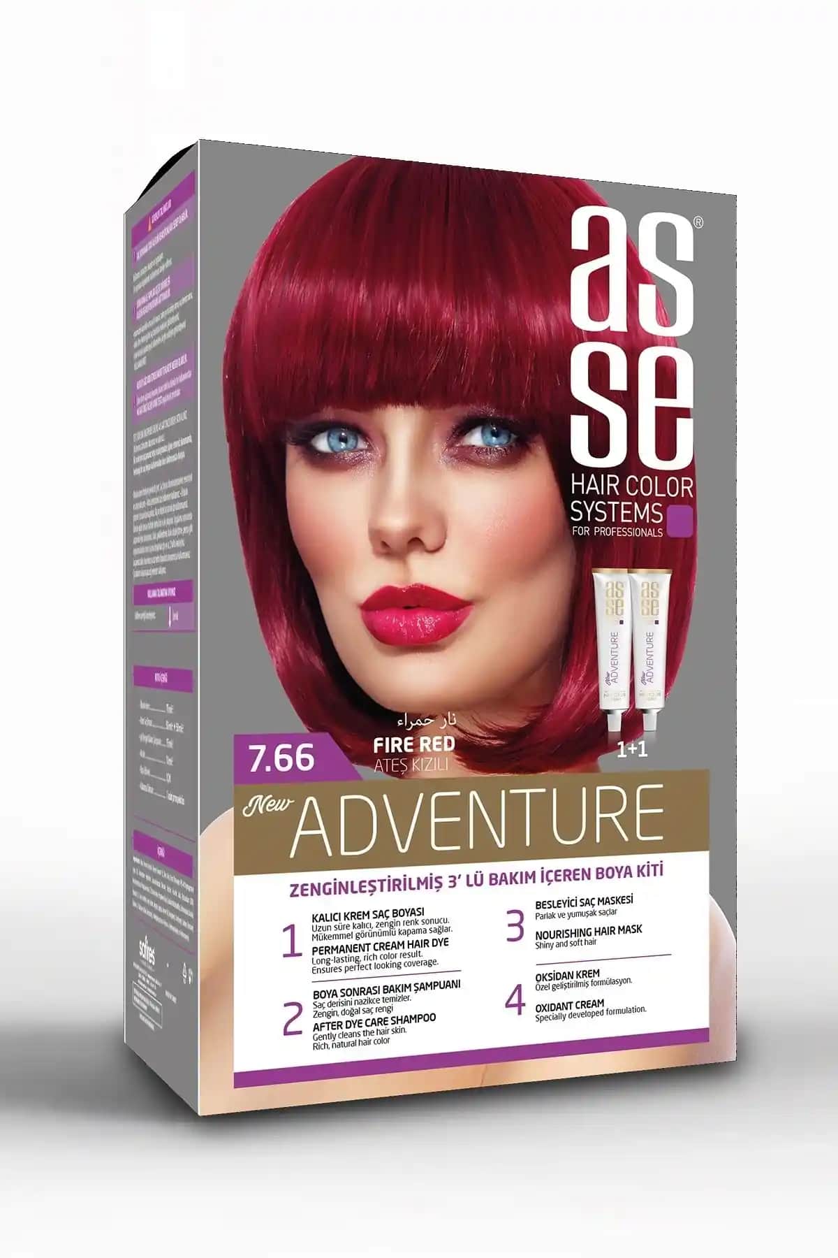 Asse Adventure Set Saç Boyası No 7.66 Ateş Kızılı Profesyonel ve Kalıcı Renk Seçeneği