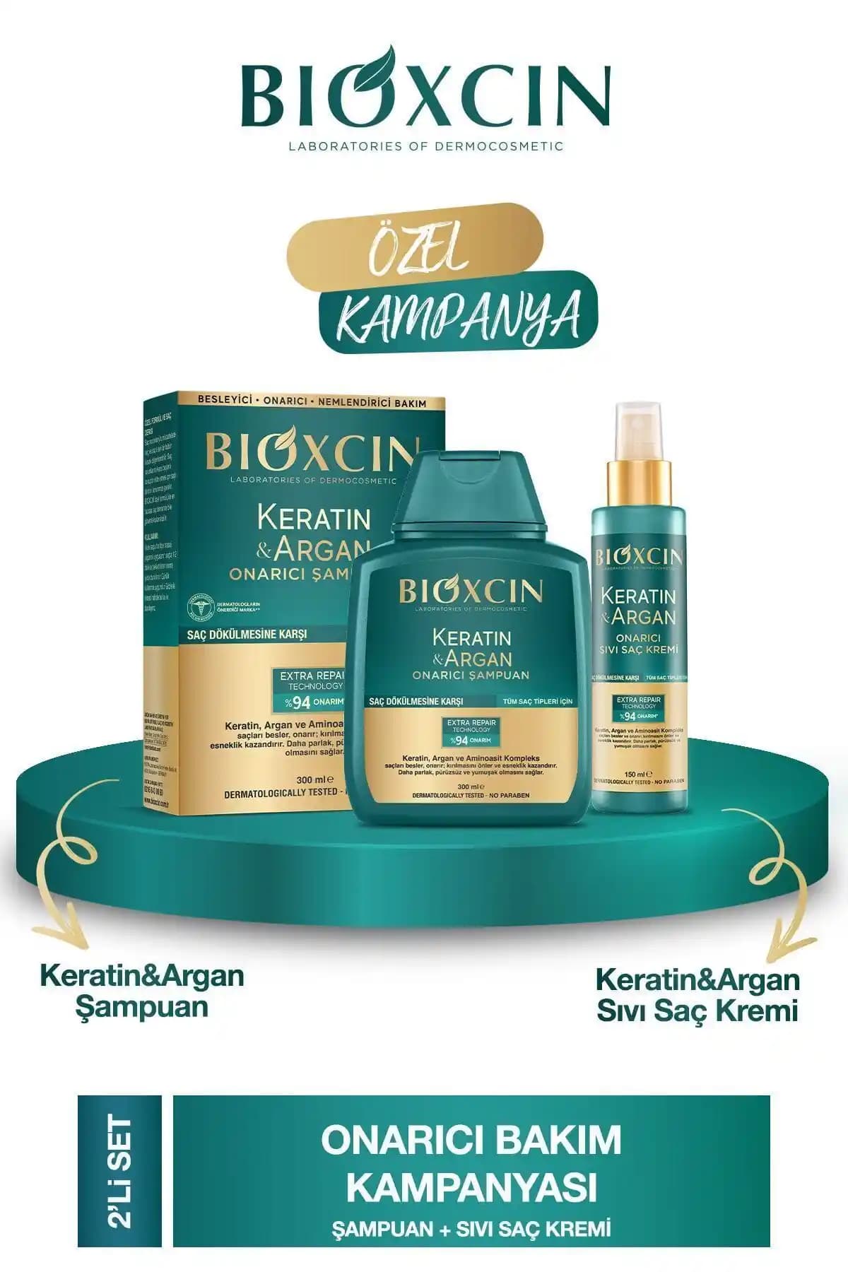 Bioxcin Keratin Argan Onarıcı Şampuan ve Bakım Kremi İnce Telli Saçlar İçin