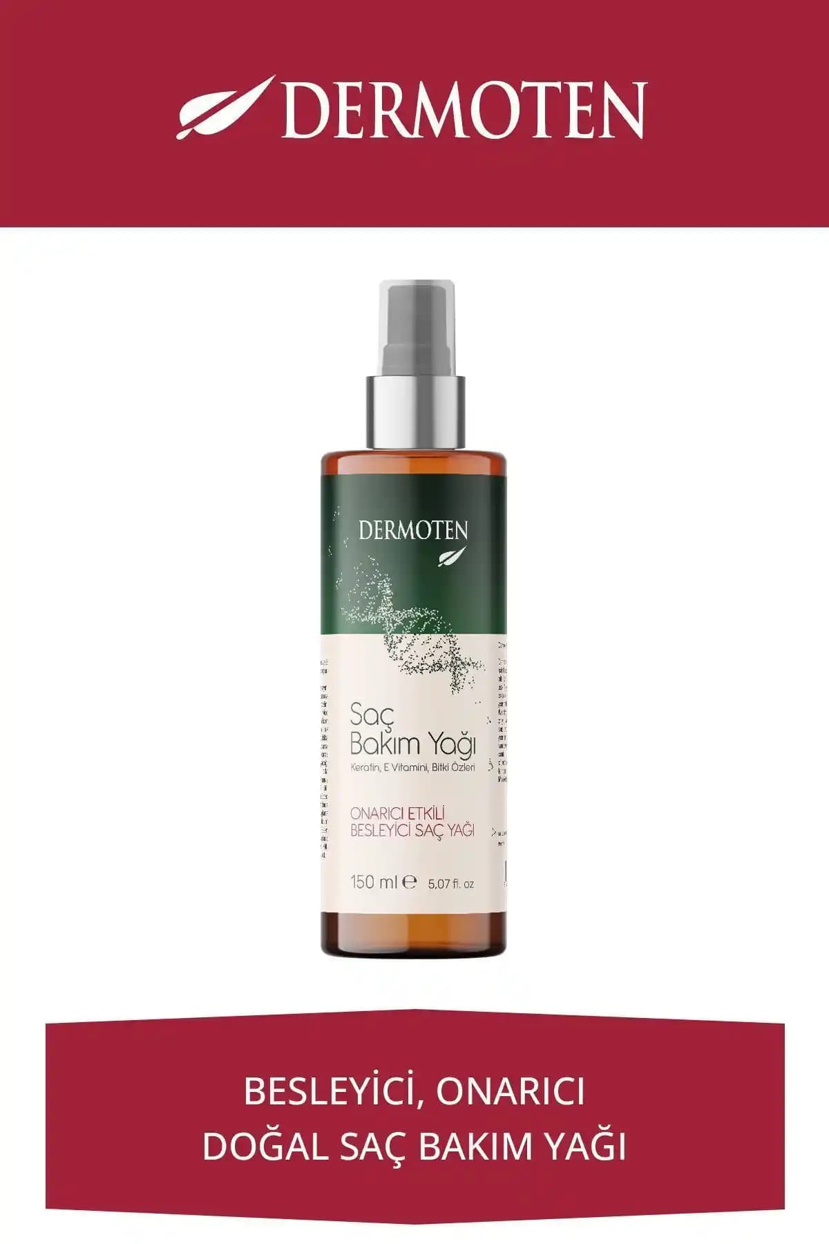 Dermoten Saç Bakım Yağı Keratin ve E Vitamini İçeriğiyle Saç Sağlığını Destekler