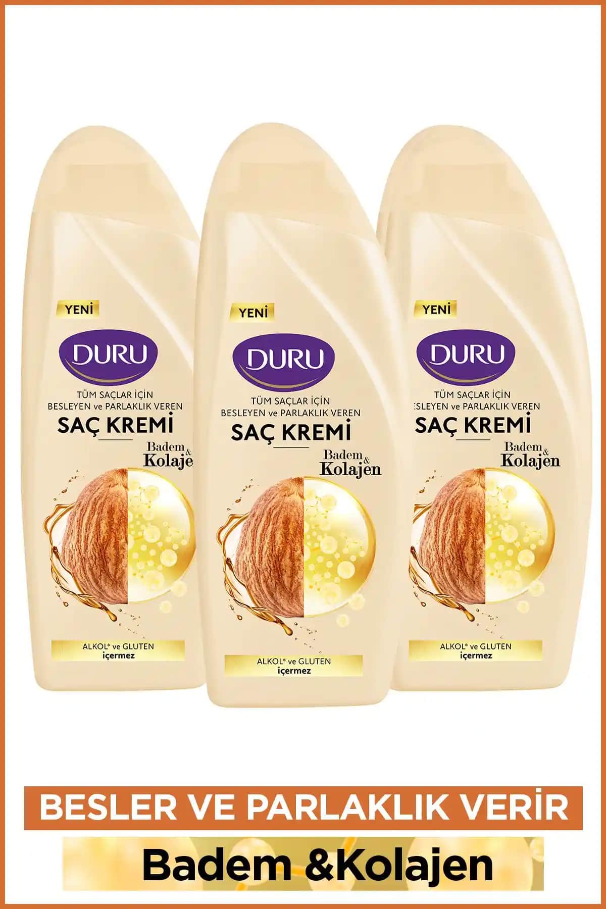 Duru Badem ve Kolajen Saç Kremi ile Tüm Saç Tipleri İçin Güçlü ve Parlak Saçlar