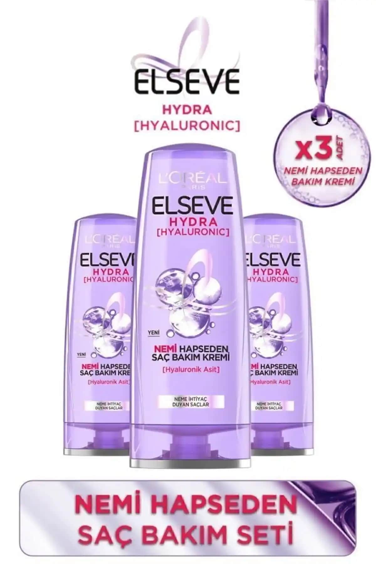 Elseve Hydra Hyaluronic Nemi Hapseden Saç Bakım Kremi Kuru ve Yıpranmış Saçlar İçin Nem ve Parlaklık Sağlar