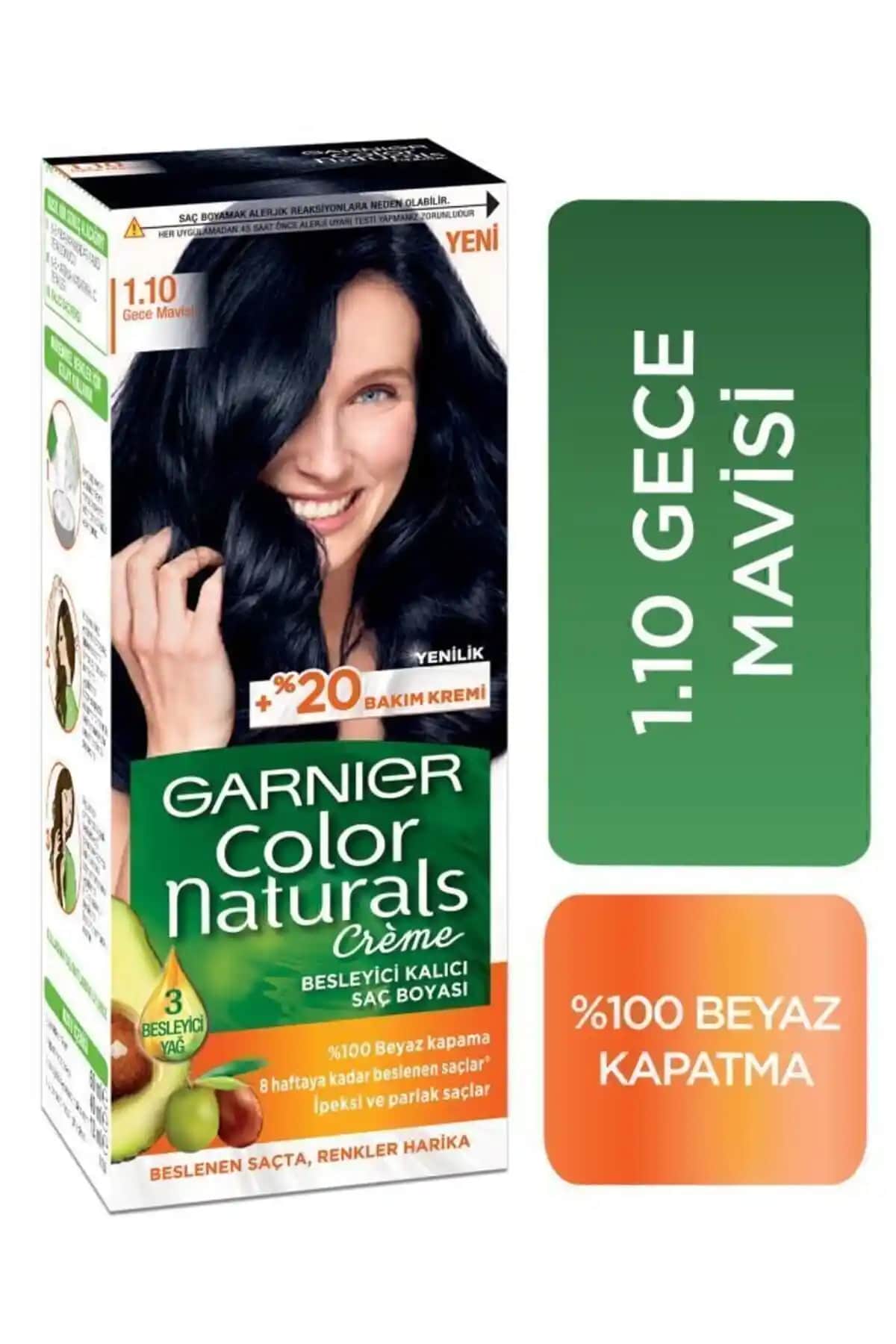 Garnier Color Naturals 1.10 Gece Mavisi ile Kalıcı ve Parlak Mavi Saç Rengi