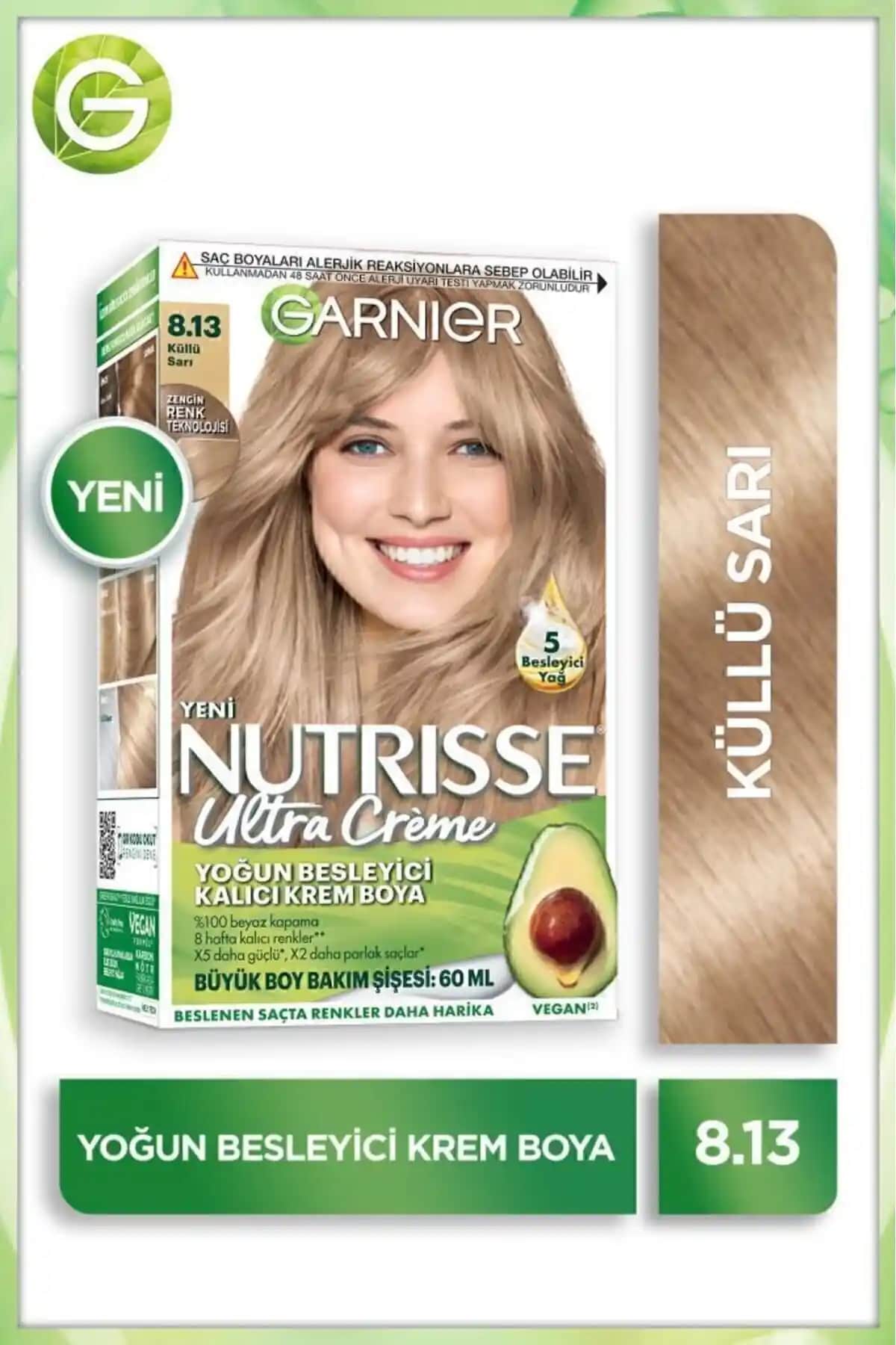 Garnier Nutrisse Küllü Sarı Saç Boyası 8.13: Kalıcı ve Doğal Renk Sağlayan Formül
