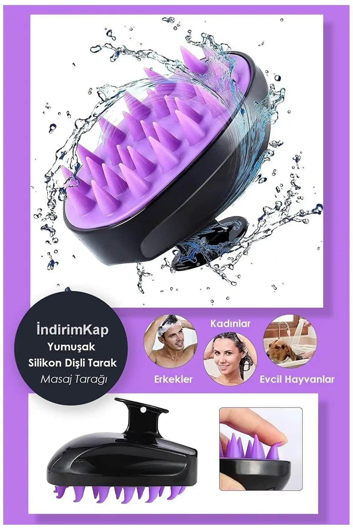 İndirimKap Yu<muş>ak Silikon Dişli Saç Masaj Tarağı ile Saç Sağlığınızı Destekleyin