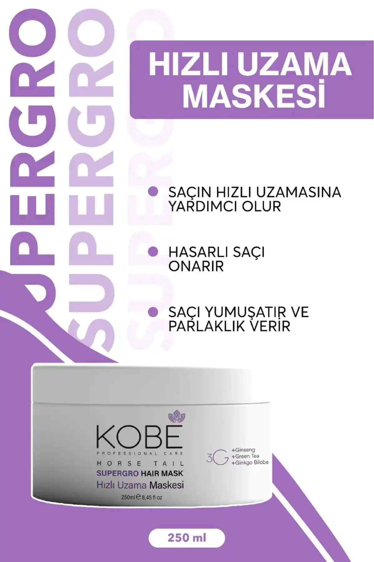 KOBE Hızlı Saç Uzatmaya Yardımcı Saç Derisi Bakım Maskesi Türkiye Menşei 250 ml