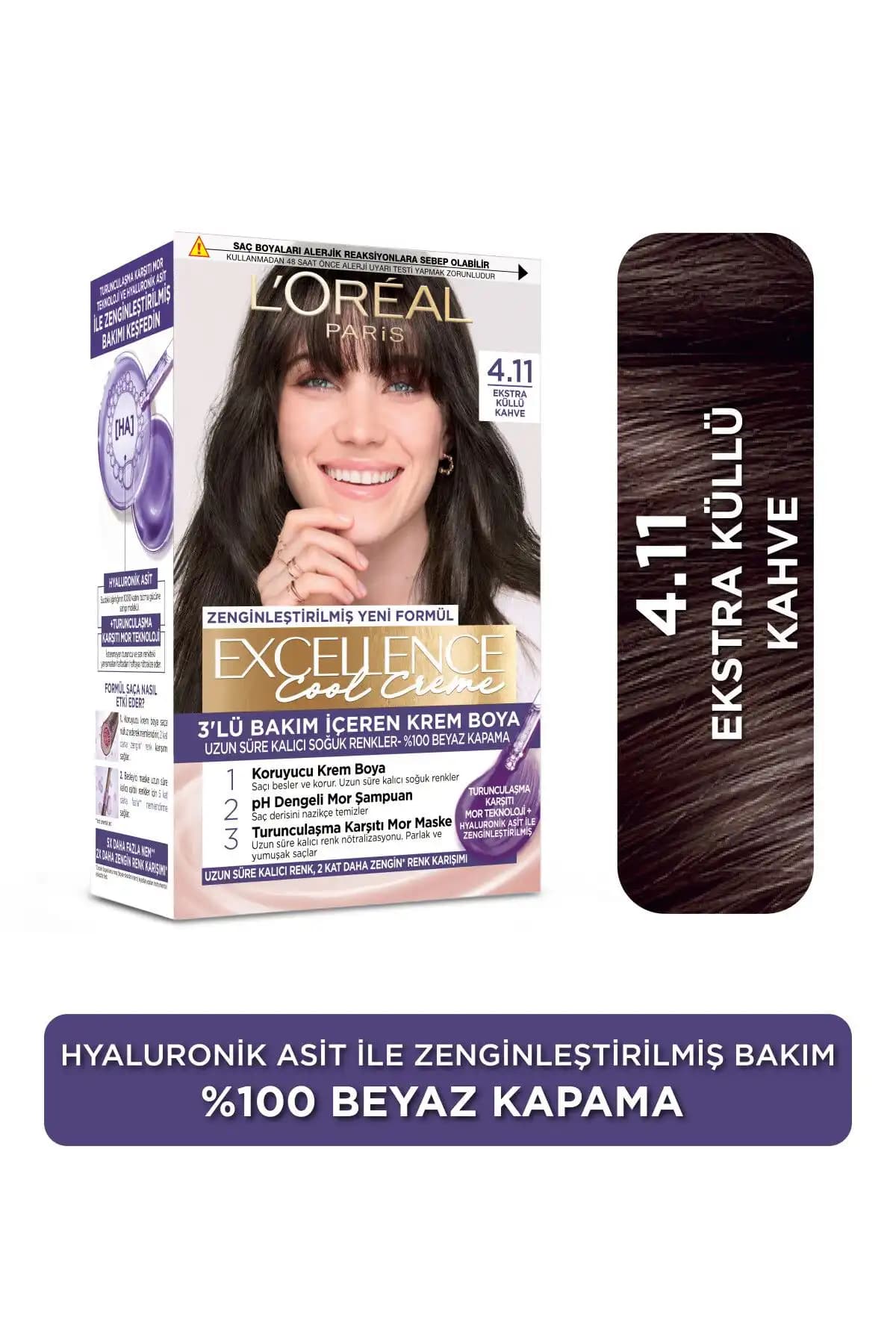 L'Oreal Paris Excellence Cool Creme 4.11 Ekstra Küllü Kahve Saç Boyası Ürün Özellikleri ve Kullanım Avantajları