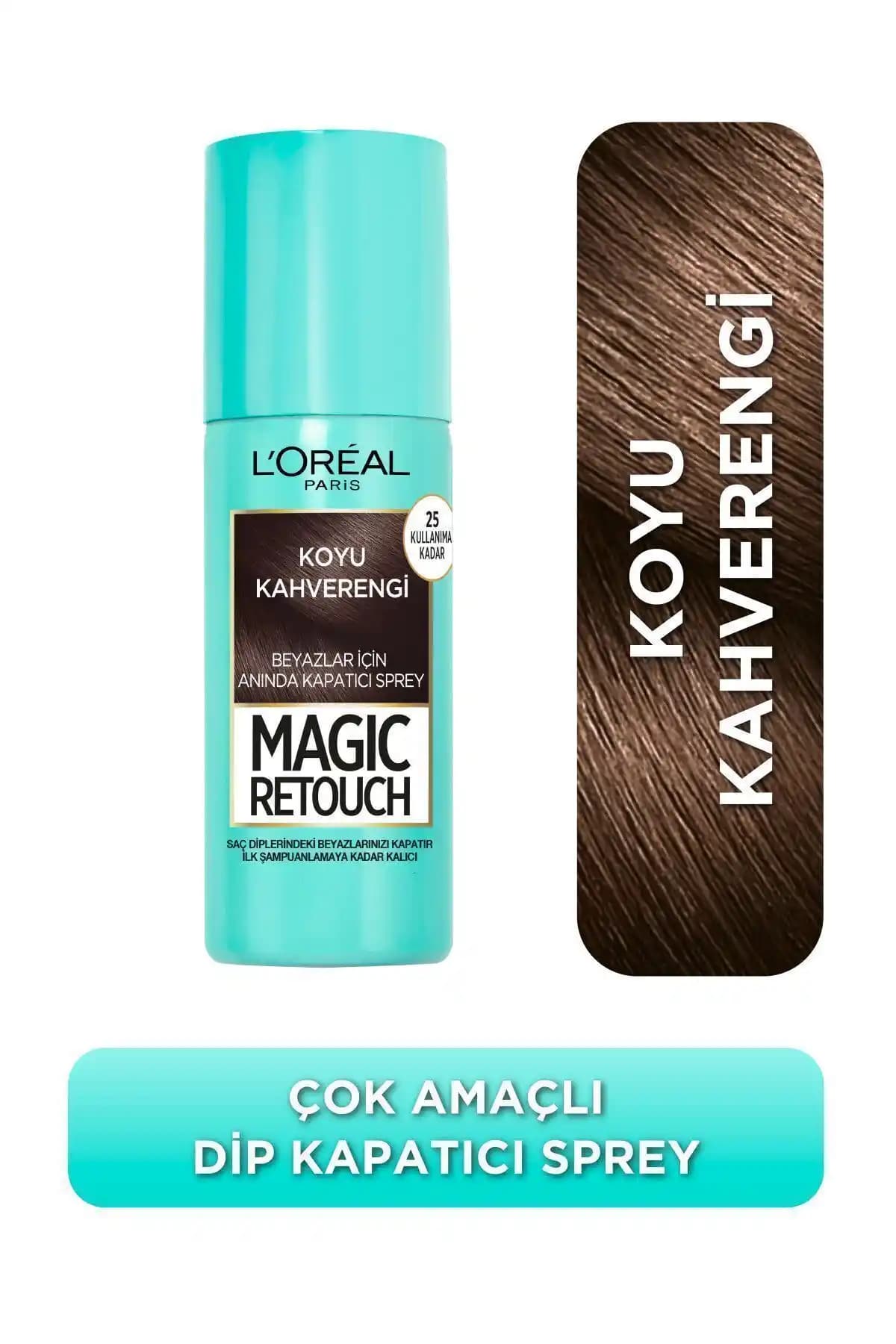 L'Oreal Paris Magic Retouch Koyu Kahverengi Beyaz Saçlar İçin Pratik Kapatıcı Sprey