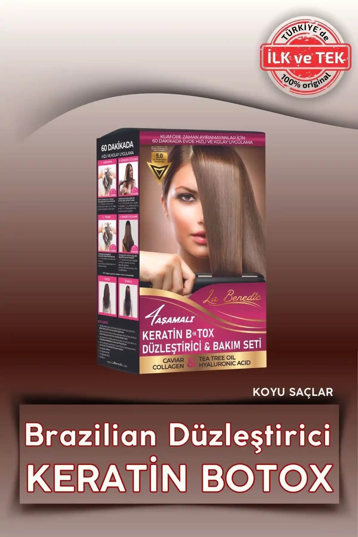 La Benedic 4 Aşamalı Keratin Botox Seti Koyu Renkli Saçlar İçin Profesyonel Sonuçlar