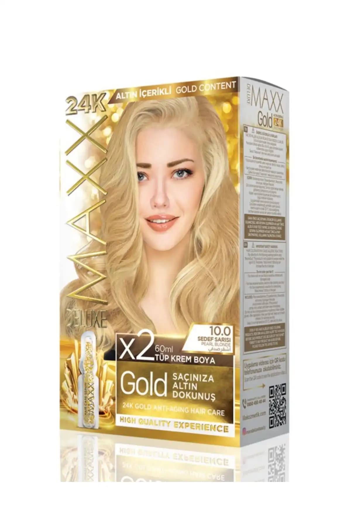 MAXX DELUXE Altın İçerikli Saç Boyası 24K Sarı Tonunda Uzun Süreli ve Parlak Renk