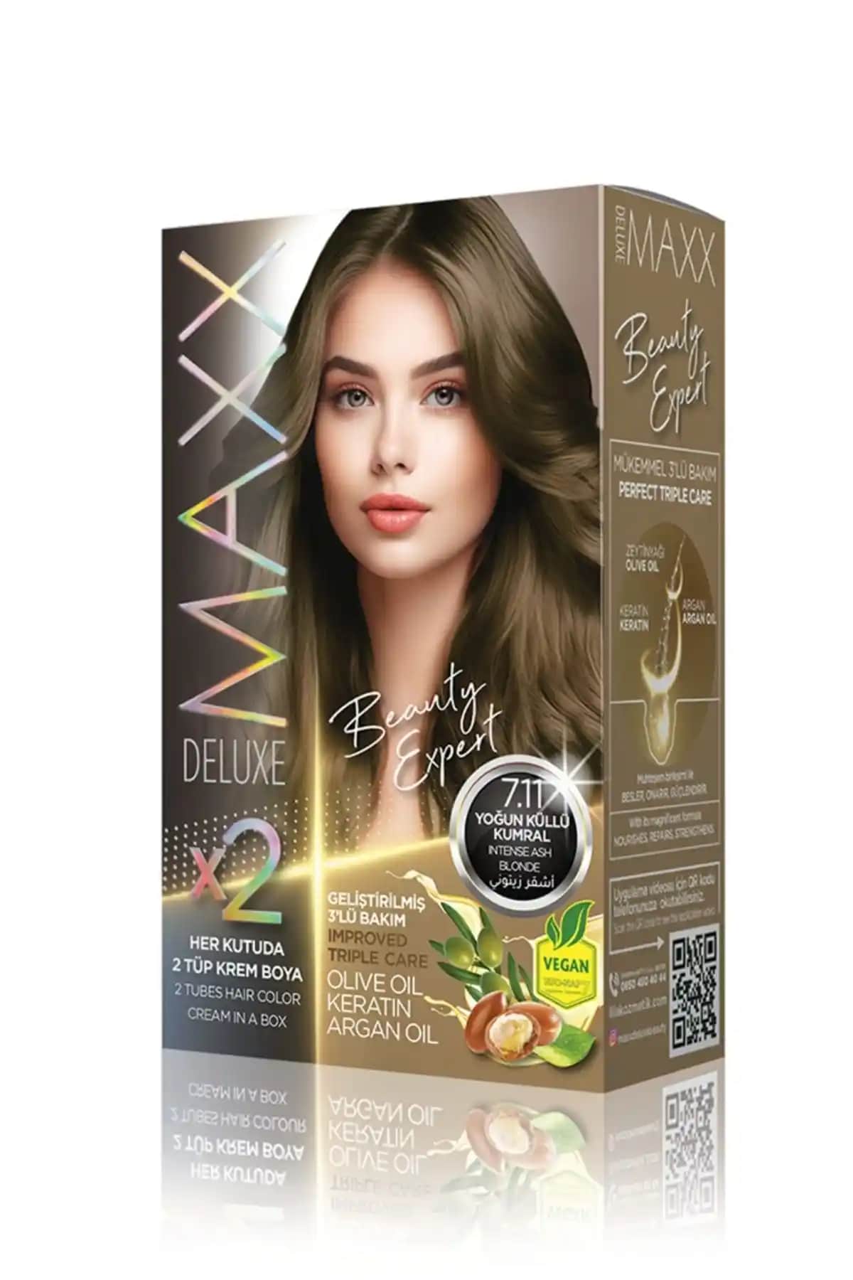 MAXX DELUXE Beauty Expert 7.11 Küllü Kumral Saç Boyası Seti Profesyonel ve Ev Kullanımı İçin