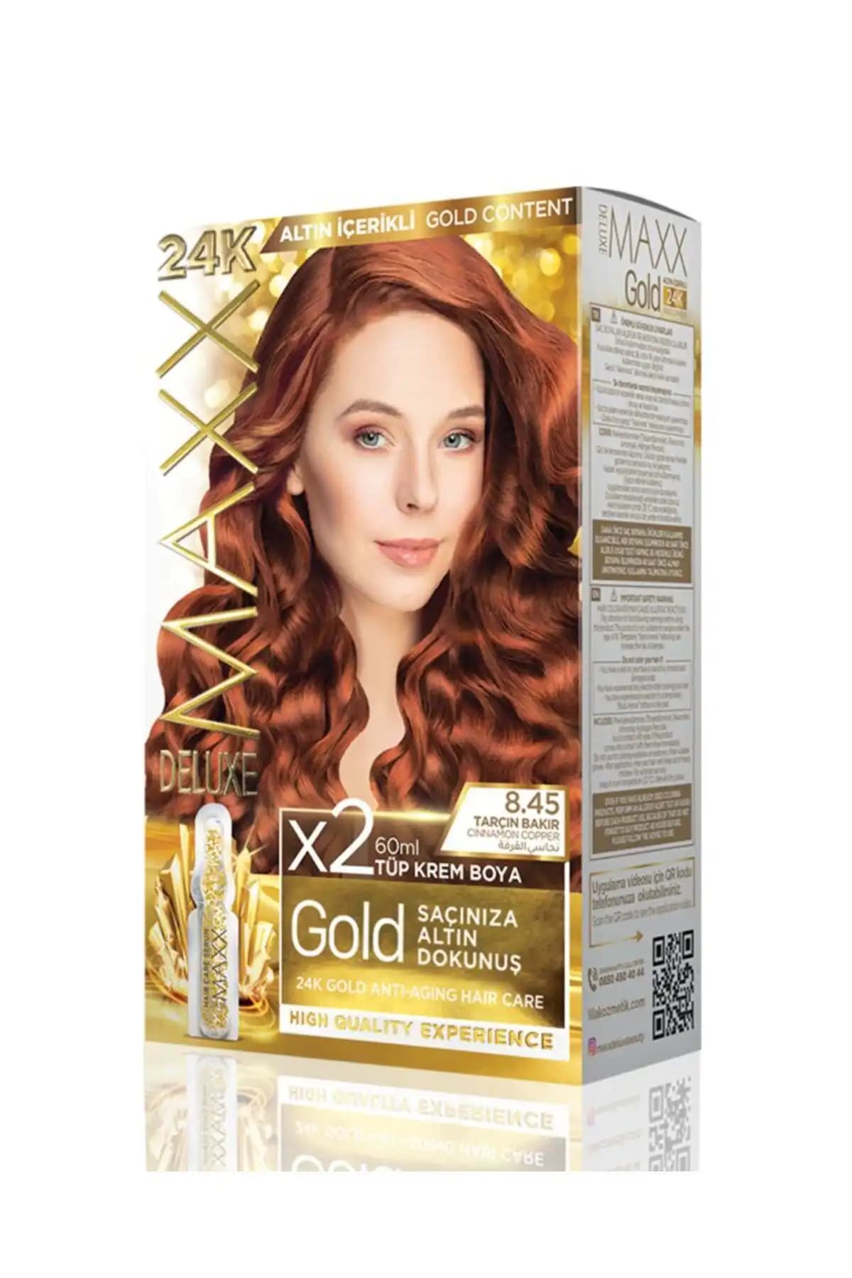 MAXX DELUXE Golden 8.45 Tarçın Bakır Saç Boyası Modern ve Kalıcı Renkler Sunar