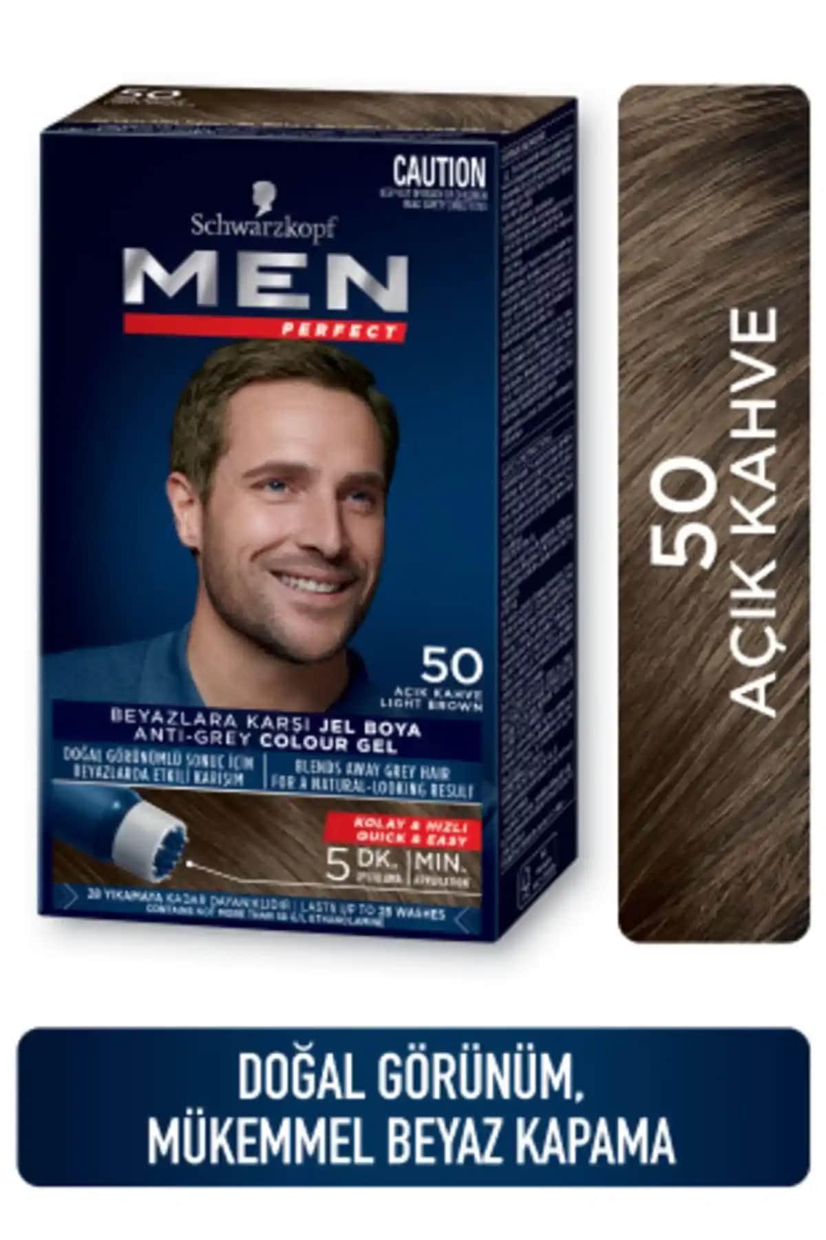 Men Perfect Erkek No:50 Açık Kahve Saç Boyası - Doğal ve Kalıcı Renkler İçin Uygun Çözüm