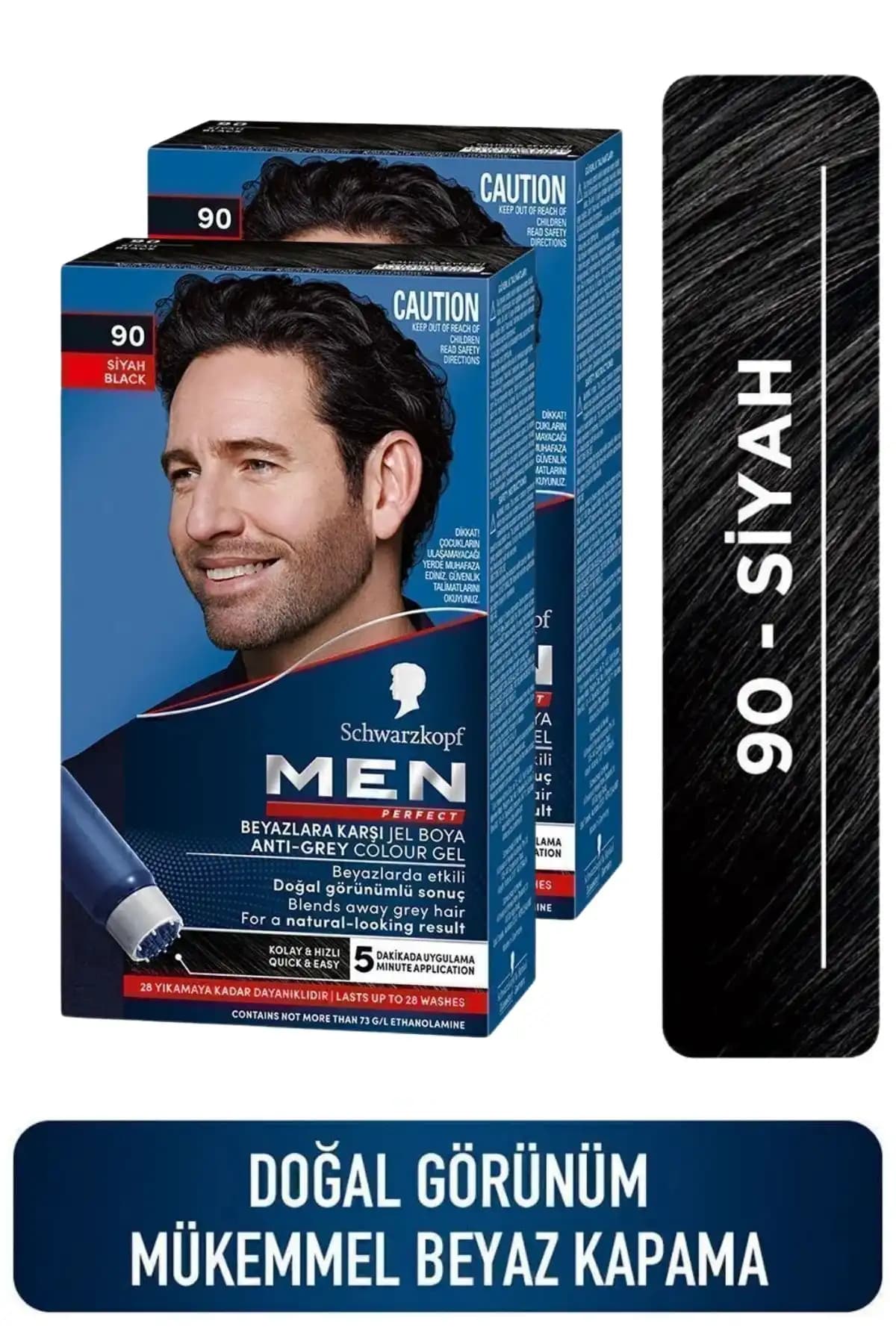 Men Perfect Schwarzkopf Saç Boyası 90 Siyah Yarı Kalıcı ve Beyaz Kapama Özelliği