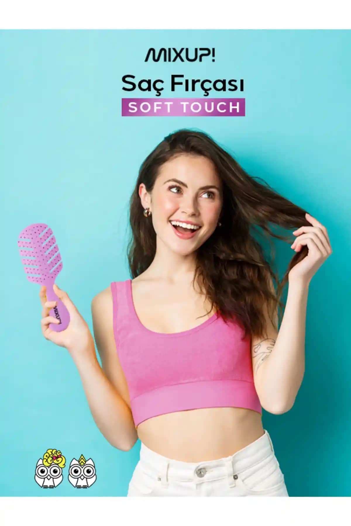 Mixup Mini Palmiye Soft Touch Saç Fırçası Mor Renkli, Hafif ve Pratik Tasarım