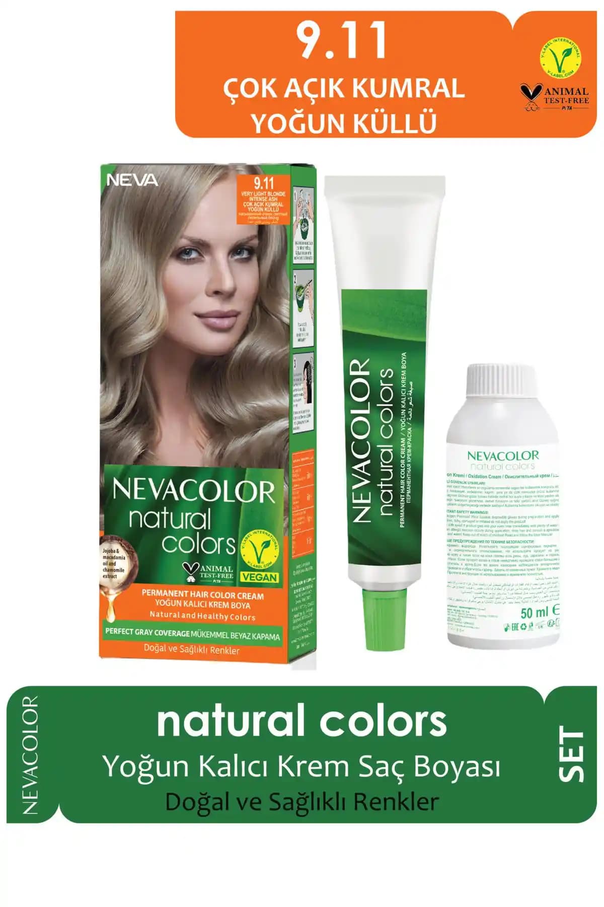 Neva Color Saç Boyası Seti 9.11 Çok Açık Kumral Küllü – Uzun Süre Kalıcı ve Doğal Görünüm
