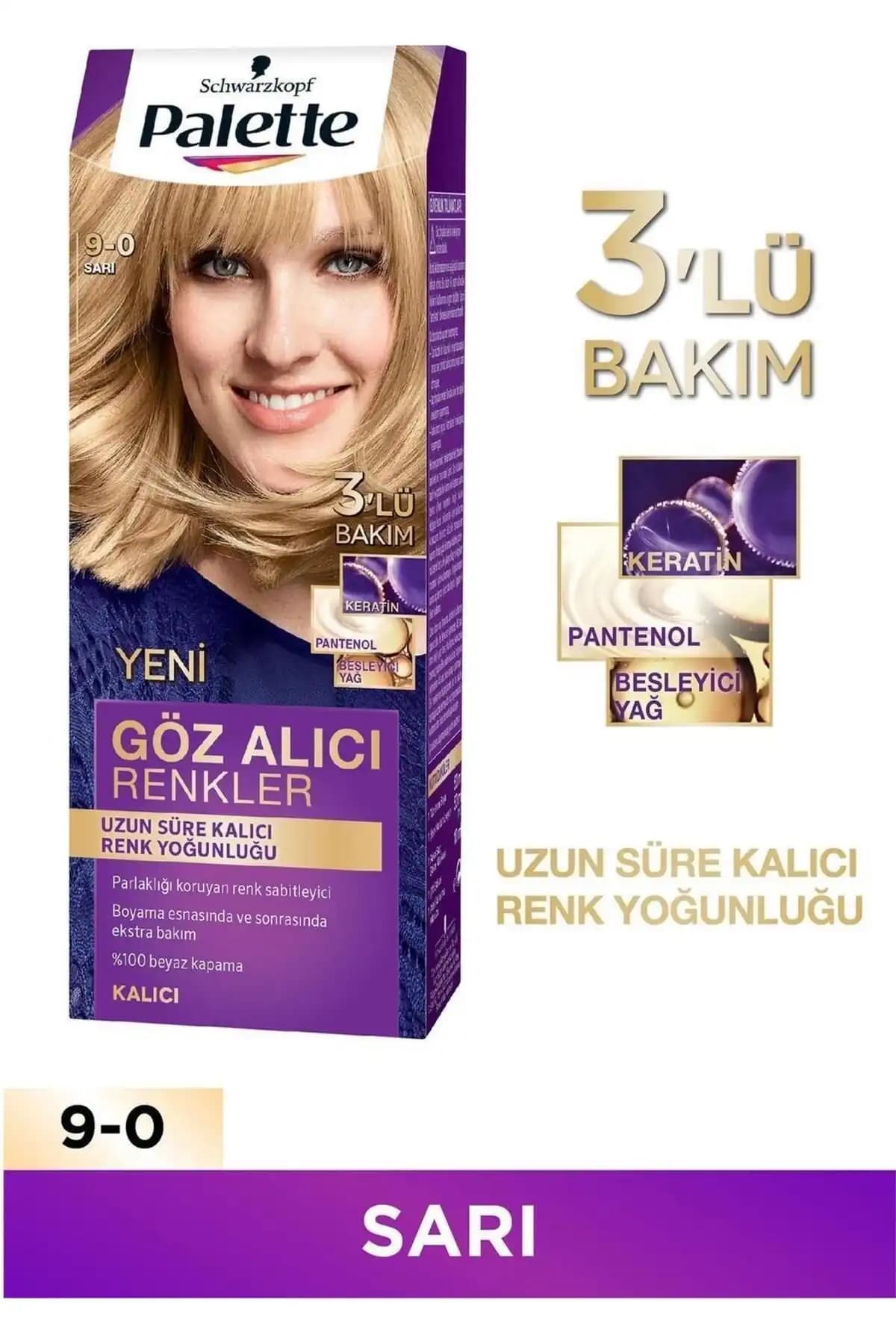 Palette Göz Alıcı Renkler Sarı Saç Boyası 9-0 Parlak ve Kalıcı Sonuçlar
