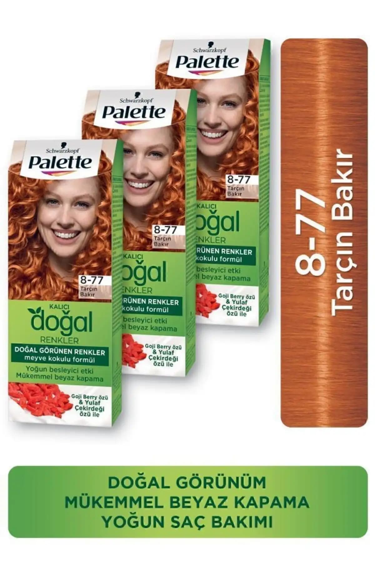 Palette Kalıcı Doğal Renkler Saç Boyası 8-77 Tarçın Bakır Doğal ve Parlak Sonuçlar İçin