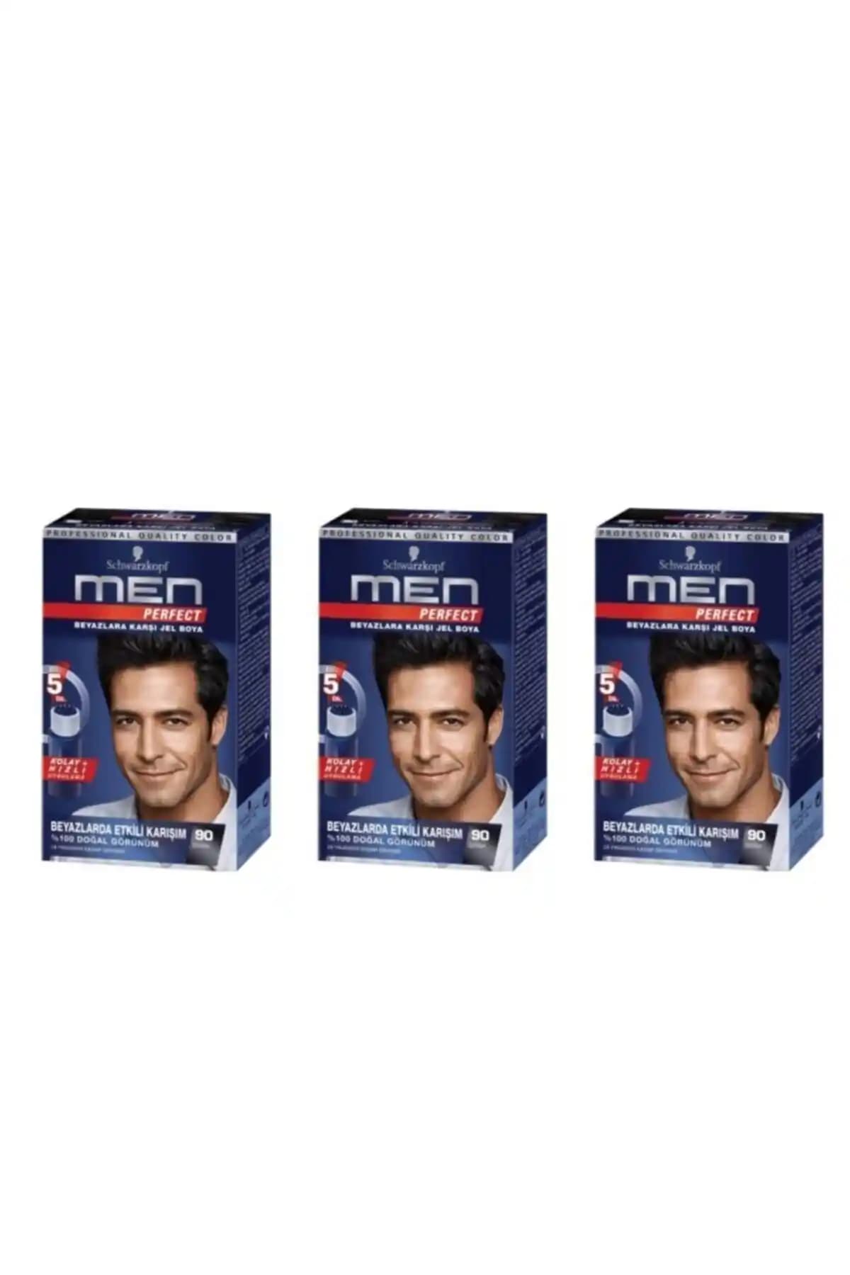 Schwarzkopf Men Perfect 90 Siyah Erkekler İçin Kalıcı ve Yoğun Siyah Saç Boyası