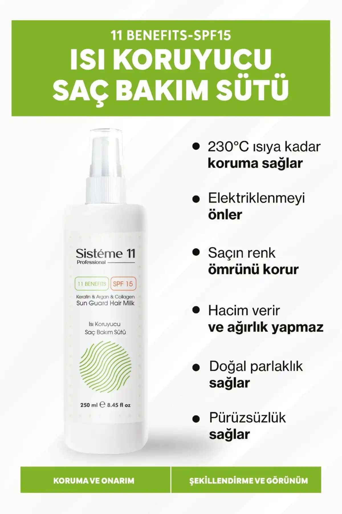 Sistéme 11 Sun Guard Isıya Karşı Koruyucu Saç Bakım Spreyi 250 ml ile Saçlarınızı Koruyun