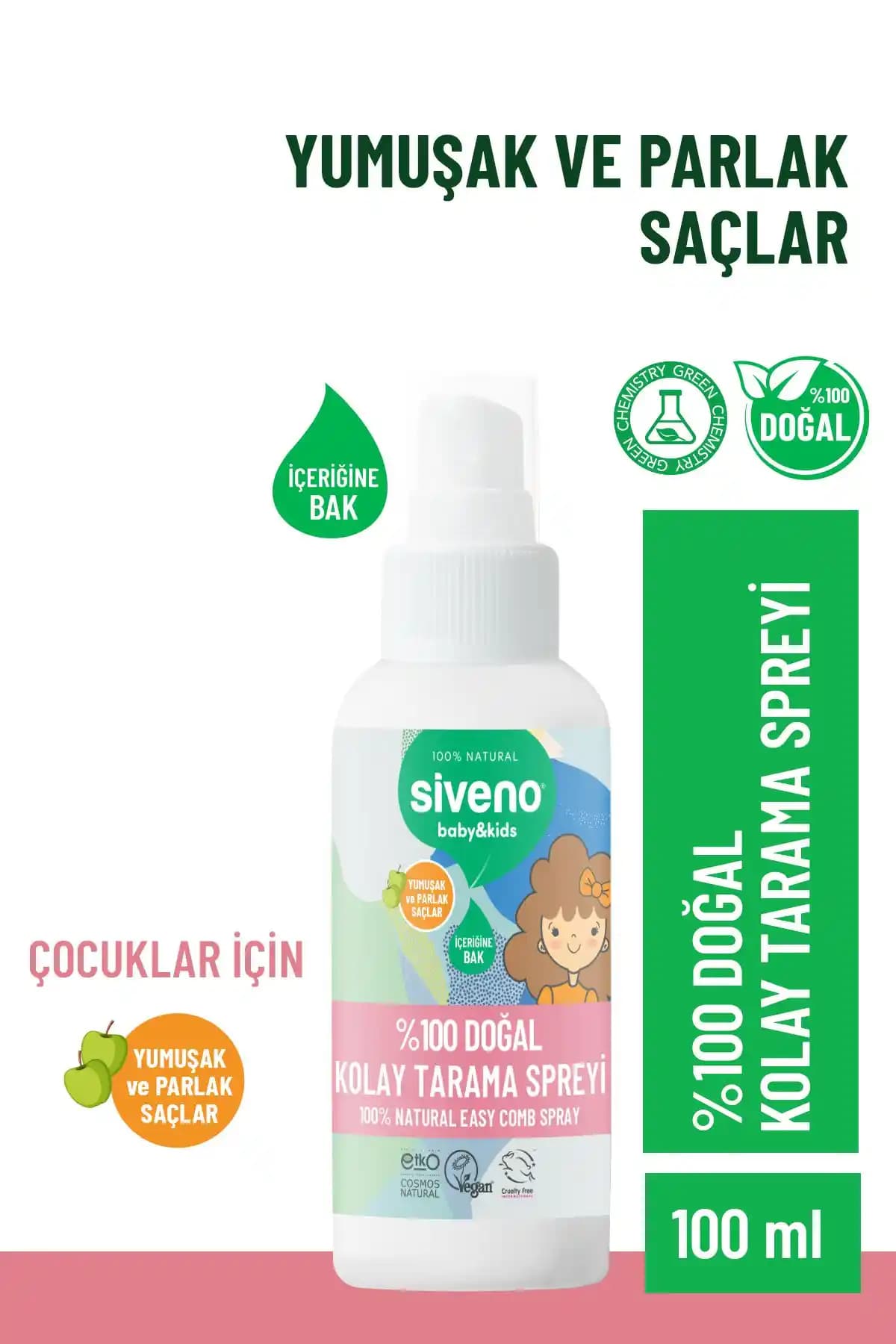 Siveno %100 Doğal Kolay Tarama Spreyi Çocuklar İçin Güvenli ve Etkili Saç Bakım Ürünü