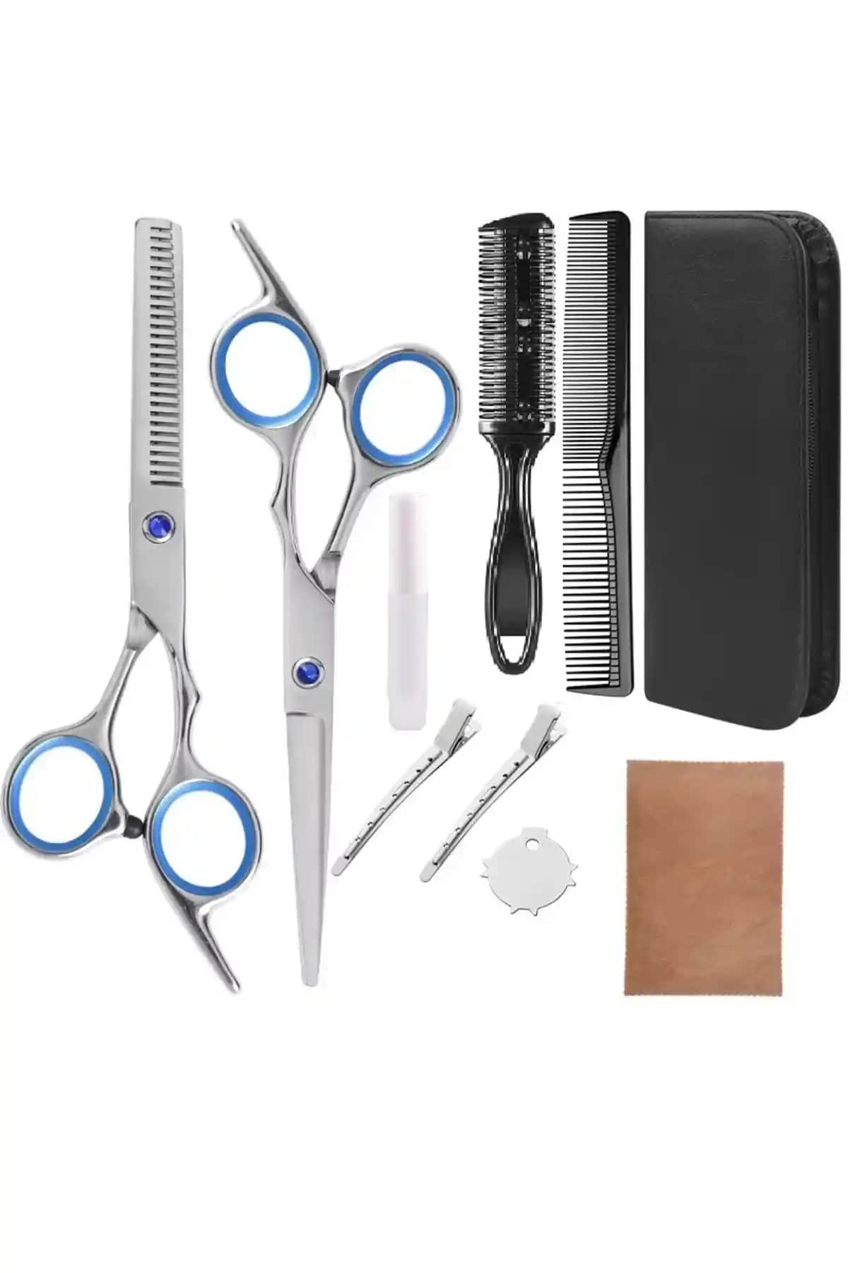 Valkyrie Profesyonel 9 Parça Saç Makas Seti 6 İnç Deri Çantalı Kuaför ve Berber Araçları
