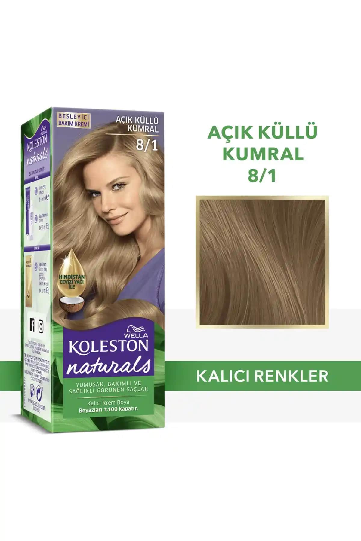 Wella Koleston Naturals 8/1 Açık Küllü Kumral Saç Boyası Kalıcı ve Doğal Renk Sunar