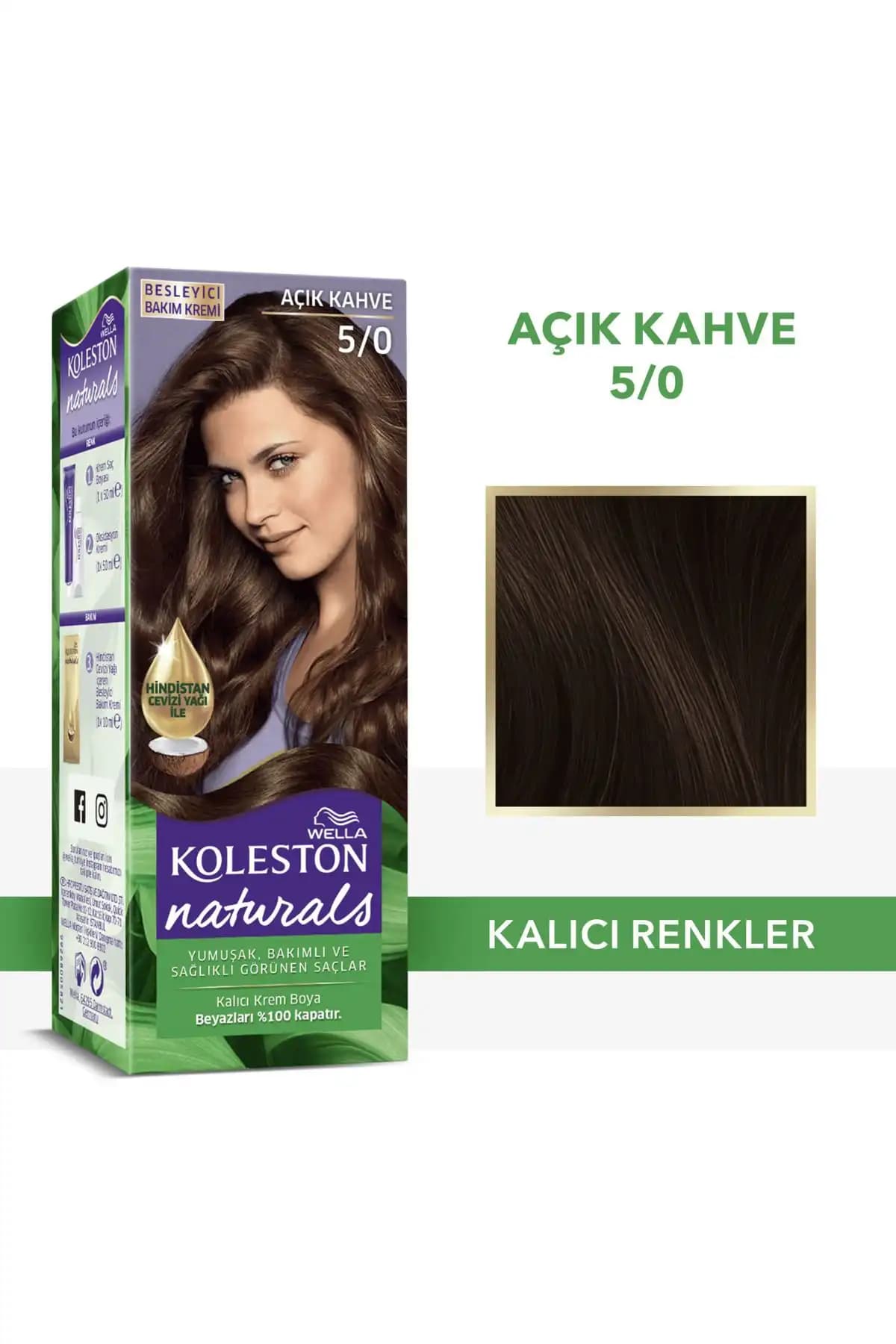 Wella Koleston Naturals Saç Boyası 5/0 Açık Kahve Doğal ve Kalıcı Renk Sağlayan Ürün