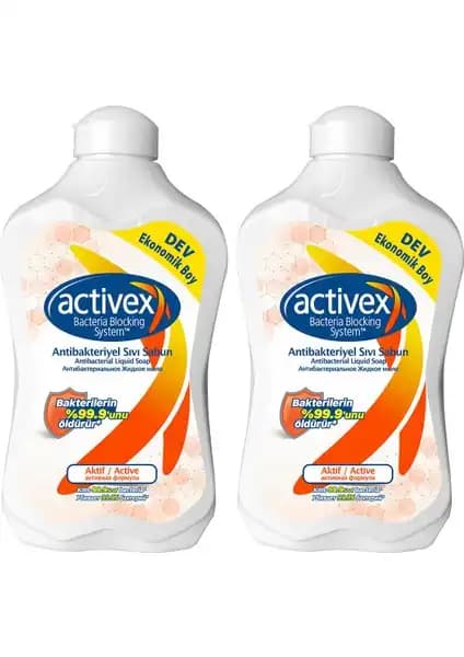 Activex Antibakteriyel Sıvı Sabun 2x1,5lt - Güçlü Hijyen ve Cilt Dostu Temizlik Çözümü