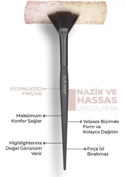 Alix Avien Yelpaze Makyaj Fırçası - Doğal ve Profesyonel Makyaj İçin Yüksek Kalite Fan Brush