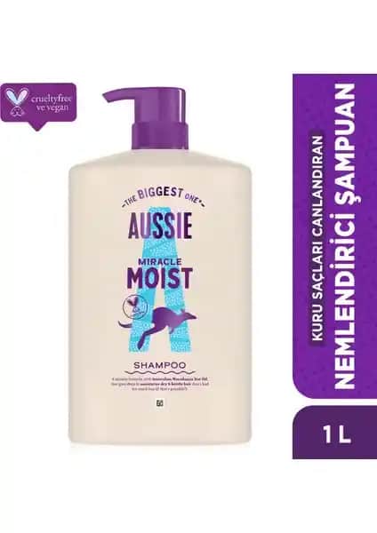 Aussie Miracle Moist Kuru Saçlar İçin Nemlendirici Şampuan 1000ML Doğal ve Çevre Dostu