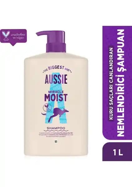Aussie Miracle Moist Kuru Saçlar İçin Nemlendirici Şampuan 1000ML Doğal ve Çevre Dostu