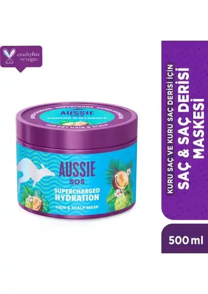 Aussie Sos Supercharged Hydration Saç Maskesi: Kuru Saçlar İçin Derin Nem ve Bakım Sağlar