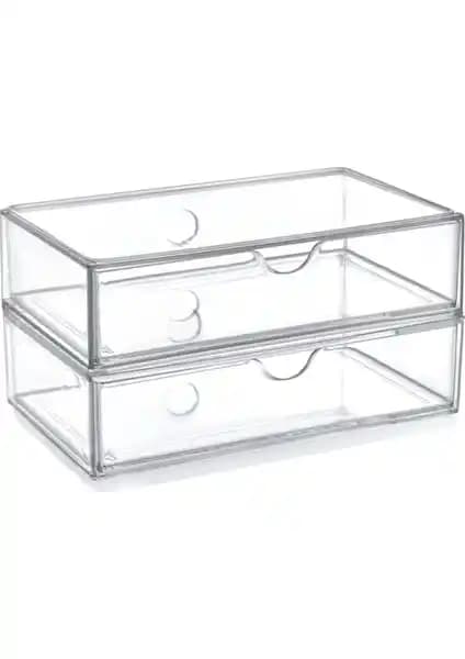 Bee Home Büyük Boy Makyaj Takı Çekmece Kutusu Şeffaf ve Dayanıklı Organizer