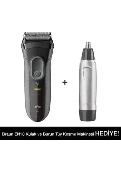 Braun 3 Serisi 3000VS Tıraş Makinesi ve EN10 Kulak Burun Tüy Alma Cihazı Günlük Bakım İçin Ideal