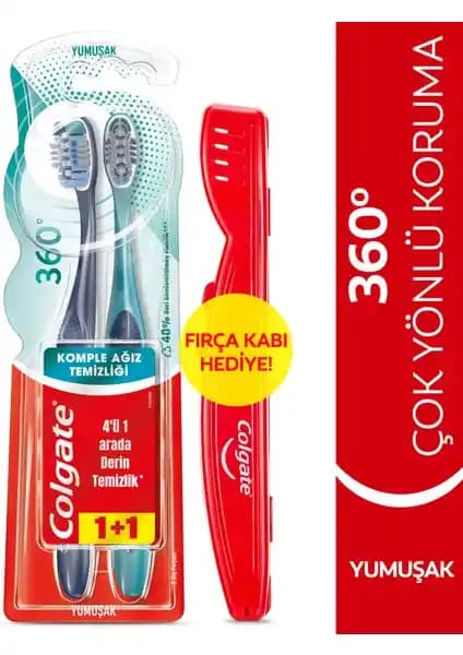 Colgate 360 Komple Çok Yönlü Ağız Temizliği Yu<muş>ak Diş Fırçası - Hassas ve Etkili Temizlik