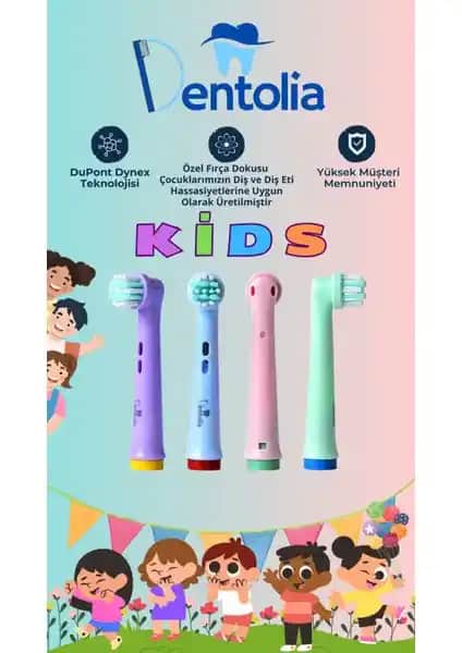 Dentolia Çocuklar İçin Oral-B Uyumlu Yedek Diş Fırçası Başlıkları Güvenli ve Etkili Diş Temizliği İçin