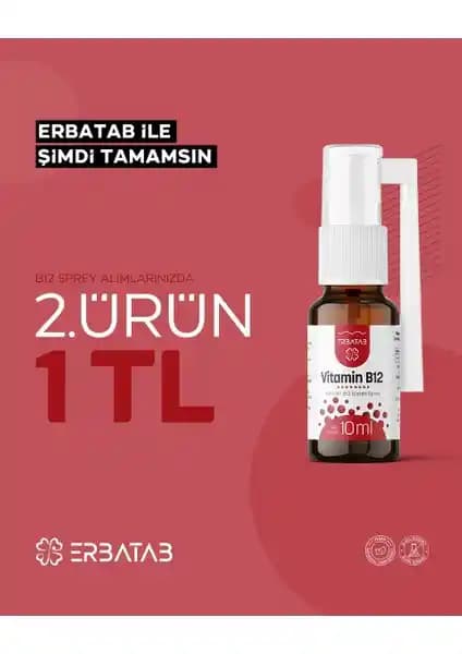 Erbatab Metilkobalamin B12 Sprey 10 ml Sağlıklı Yaşam ve Enerji Desteği