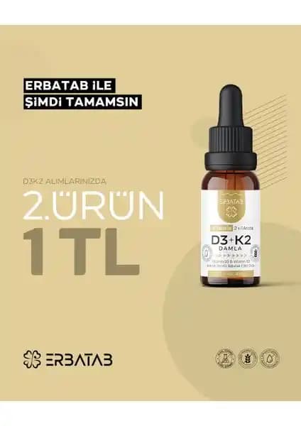 Erbatab Vitamin D3 K2 Damla ile Kemik Sağlığı ve Bağışıklık Güçlendirme