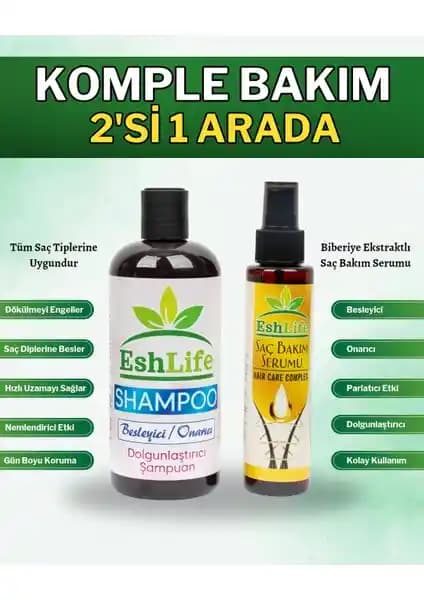 ESH Life Sac Uzatan Dolgunlaştırıcı Onarıcı Bakım Seti Saç Sağlığını Yeniden Kazandırır