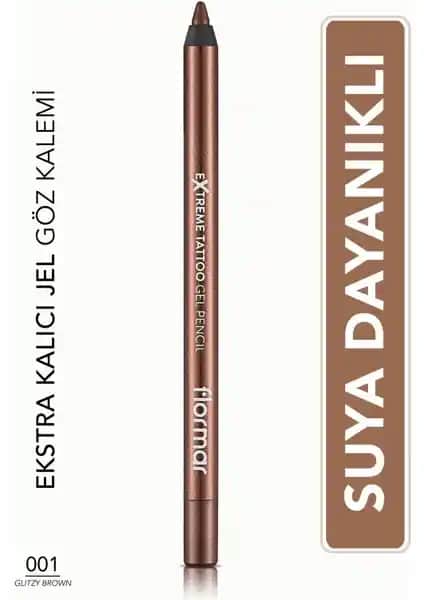 Flormar Extreme Tattoo Jel Göz Kalemi 001 Glitzy Brown Suya Dayanıklı ve Yüksek Pigmentli