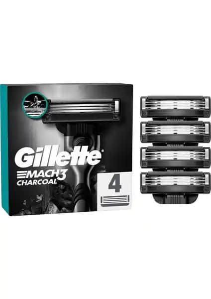 Gillette Mach3 Charcoal Yedek Tıraş Bıçağı 4'lü: Güçlü ve Konforlu Tıraş Deneyimi