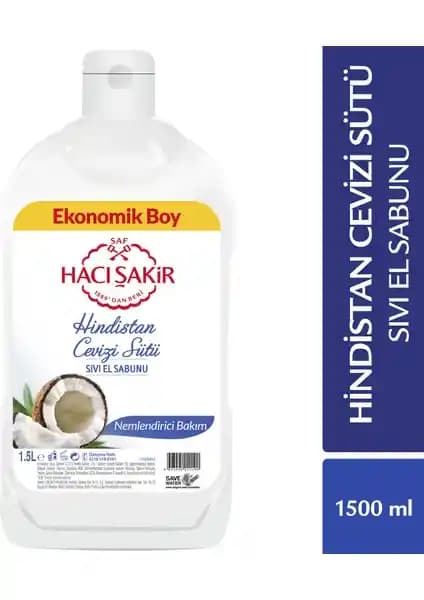 Hacı Şakir Hindistan Cevizi Sütü Nemlendirici Sıvı El Sabunu Doğal ve Etkili Temizlik İçin