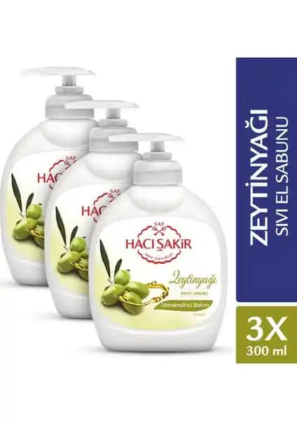 Hacı Şakir Zeytinyağı Nemlendirici Bakım Sıvı El Sabunu 3'lü Paket Doğal ve Etkili Temizlik