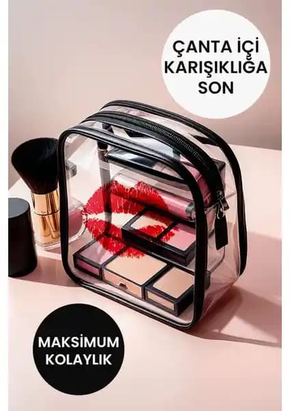 Kayoubi Şeffaf Kadın Seyahat ve Kozmetik Çantası Dayanıklı ve Pratik Kullanım İçin