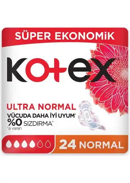 Kotex Hijyenik Ped Ultra Normal Süper Ekonomik 24'lü Günlük Kullanım ve Güvenlik