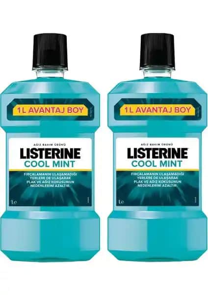 Listerine Cool Mint 1000 ml x 2 ile etkili ve ferah ağız bakımı sağlayan güçlü antiseptik ürün