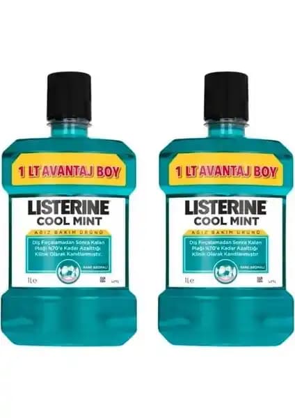 Listerine Cool Mint Ağız Bakım Suyu 1000 ml x 2 Adet Güçlü ve Ferahlatıcı Temizlik