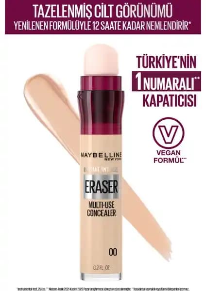 Maybelline New York Instant Anti Age Eraser Kapatıcı 00 Ivory doğal ve yüksek kapatıcılık sağlayan ürün