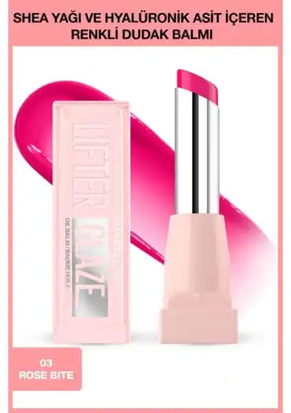 Maybelline New York Lifter Glaze Shea Yağı ve Hyalüronik Asit İçeren Renkli Dudak Balmı 03 Rose Bite
