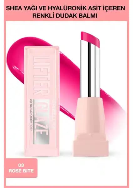 Maybelline New York Lifter Glaze Shea Yağı ve Hyalüronik Asit İçeren Renkli Dudak Balmı 03 Rose Bite